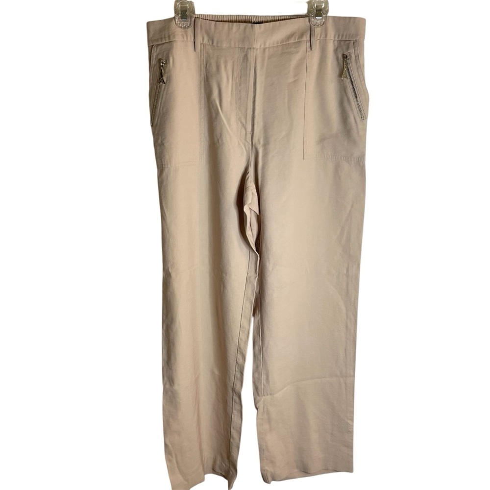 Karl Lagerfeld Women's Light Tan Chinos Elastic Waist Size 14 new quiet luxury